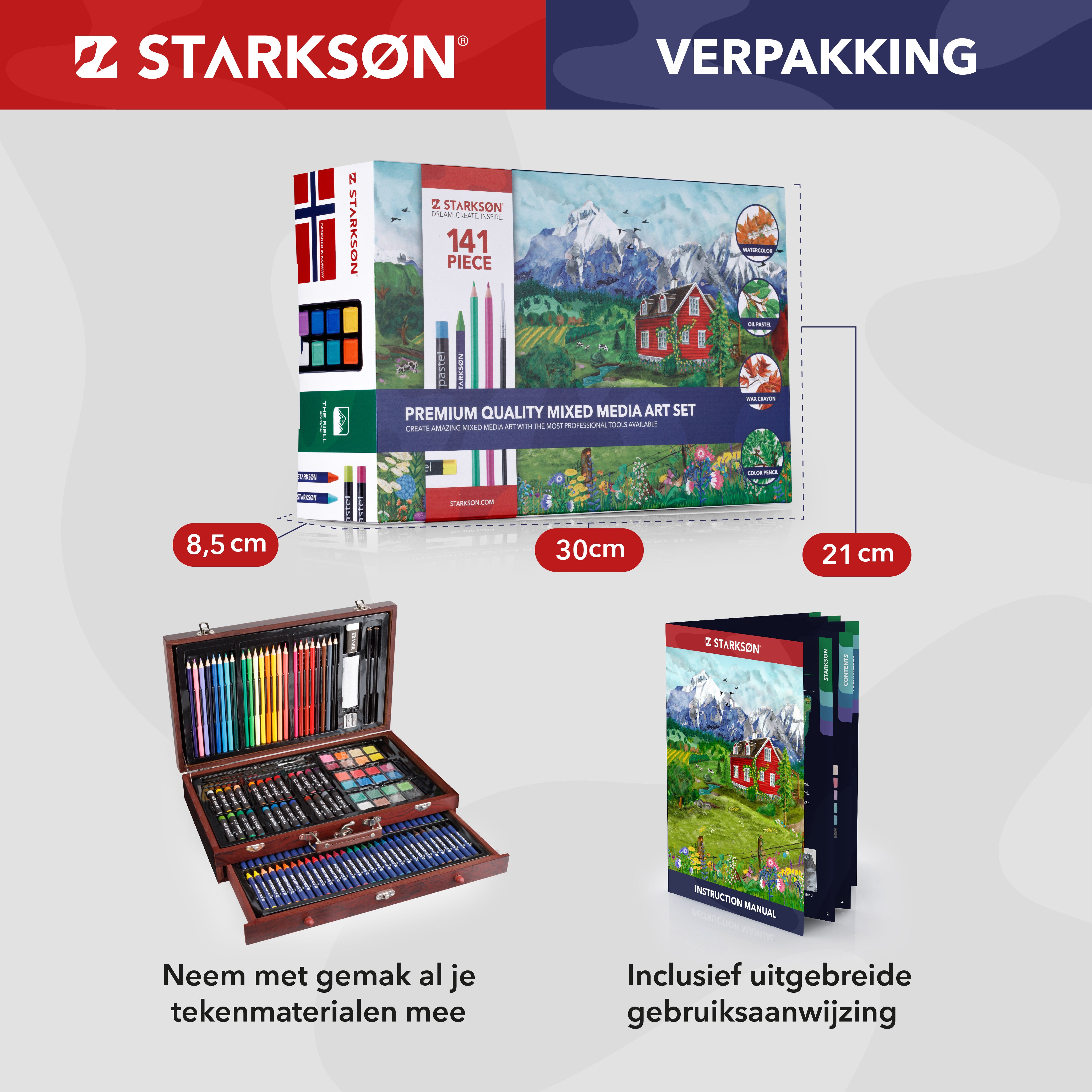 141-Delige Houten Tekenkoffer
