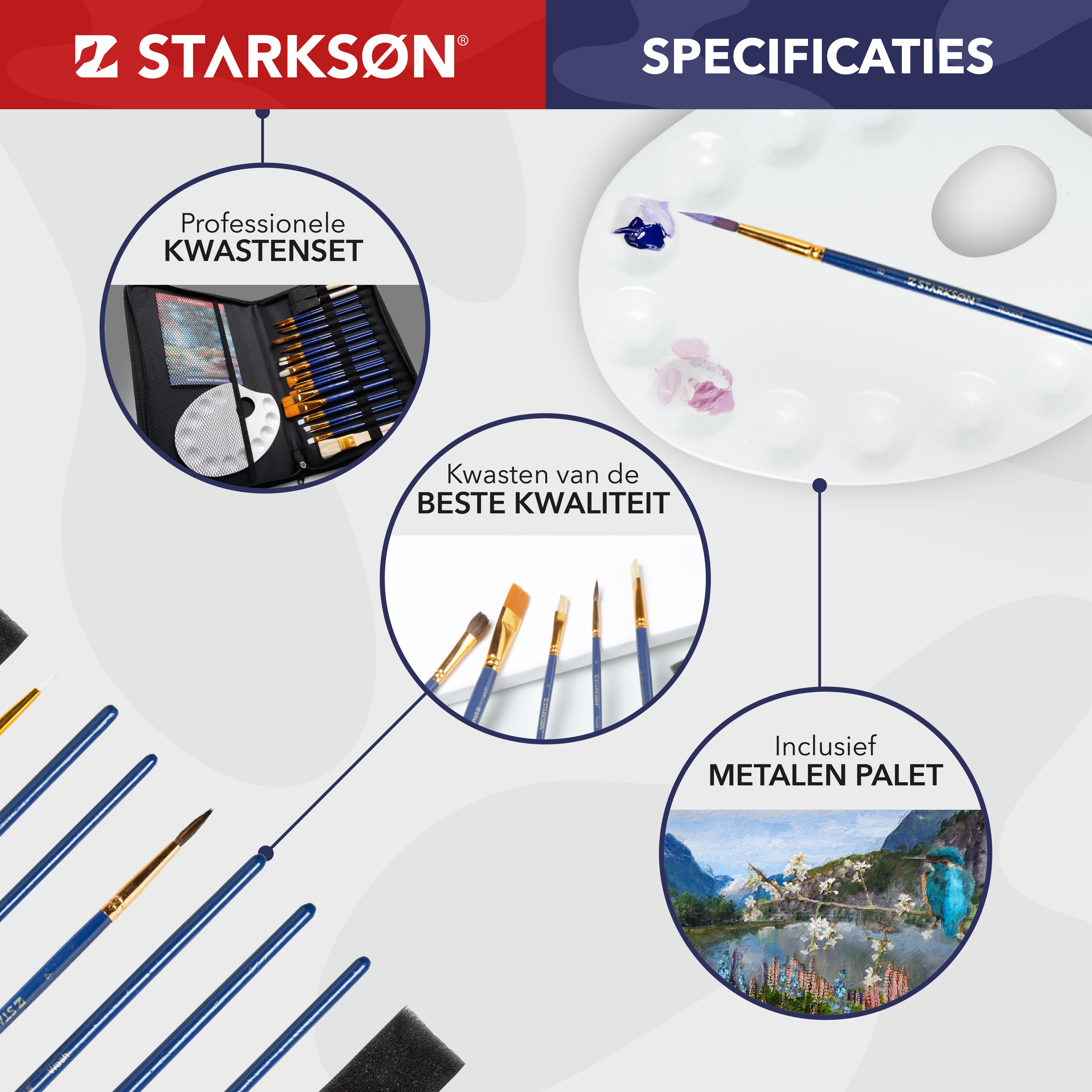 28-Delige Verf Penselen & Kwasten Set