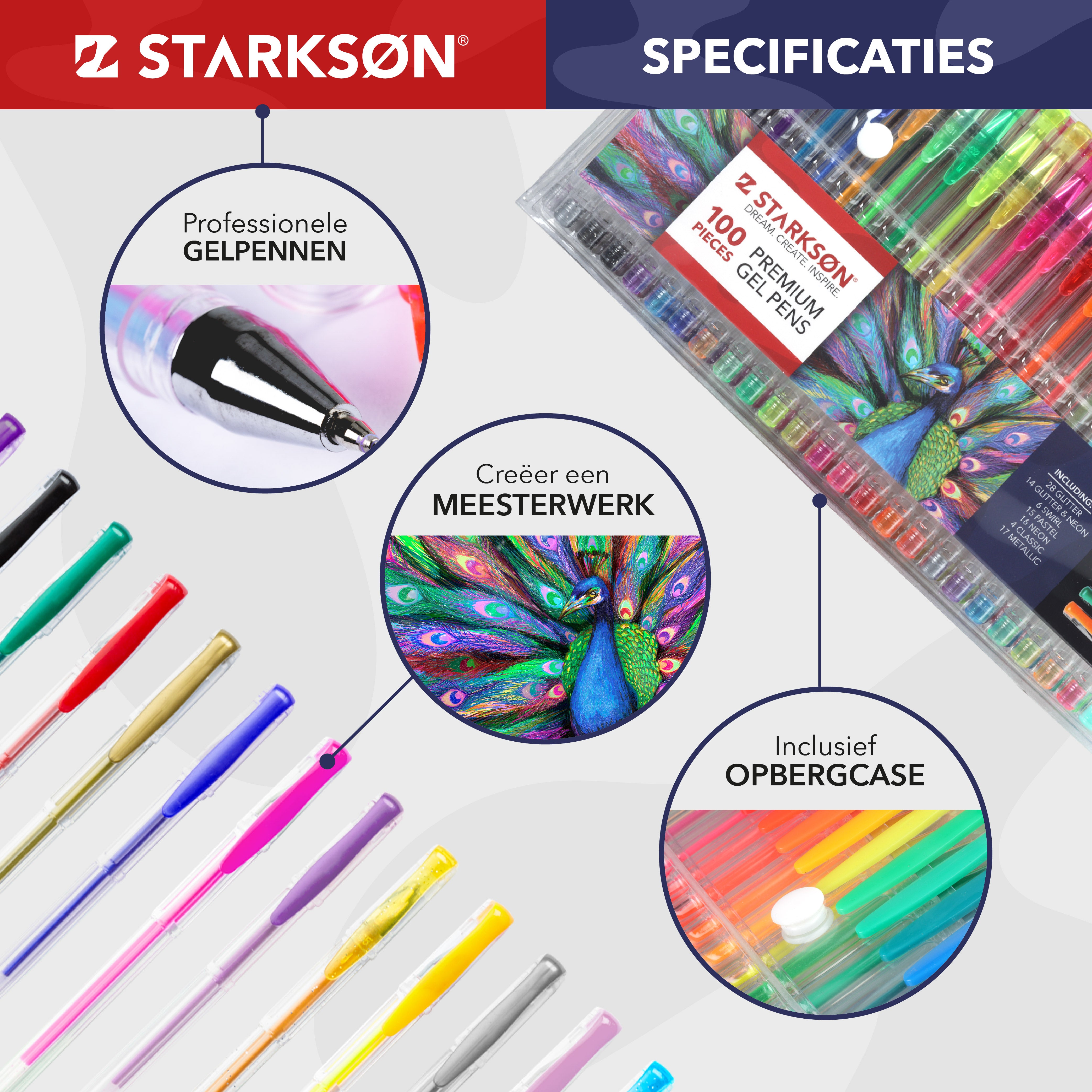 100 Stuks Glitterpennen & Gelpennen
