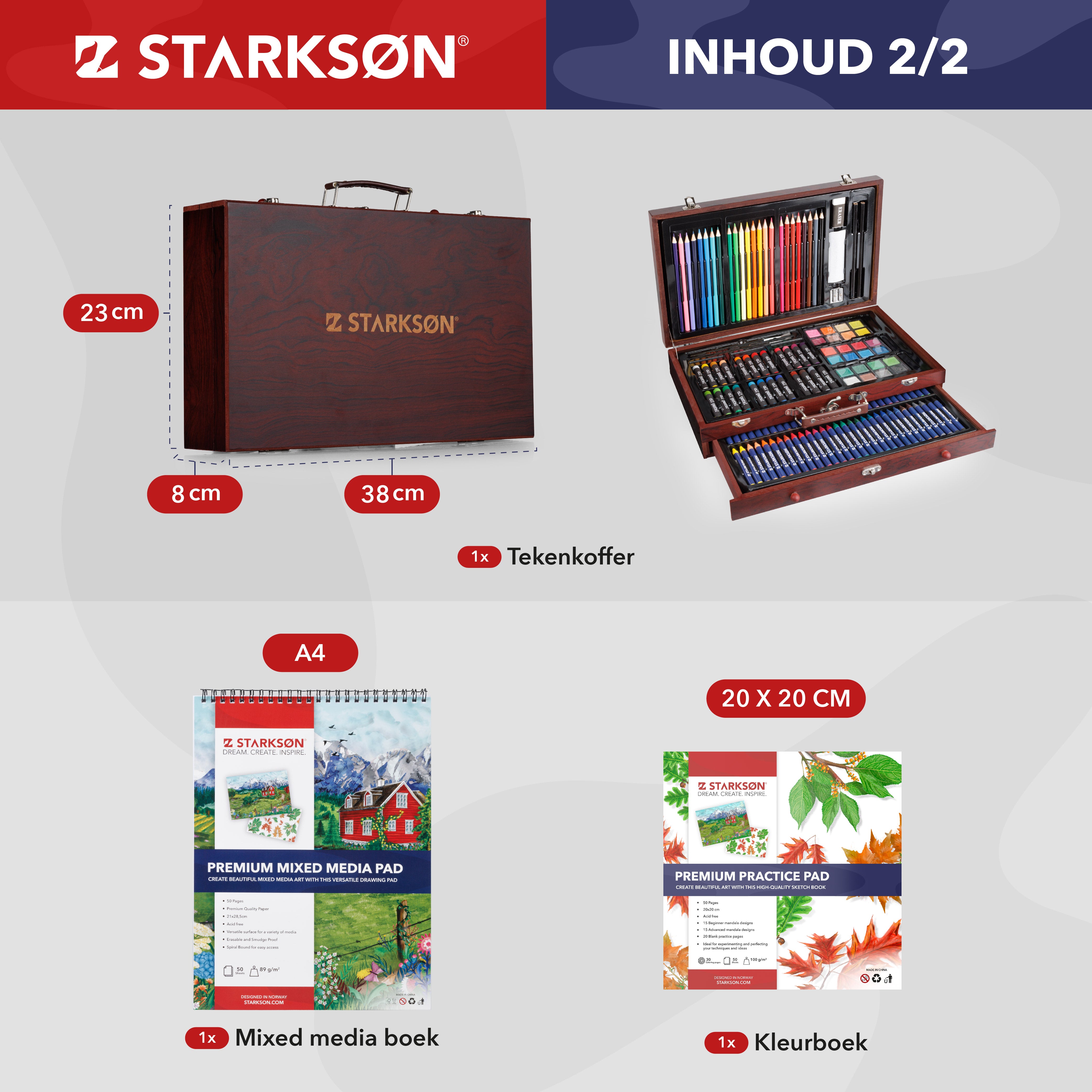 141-Delige Houten Tekenkoffer