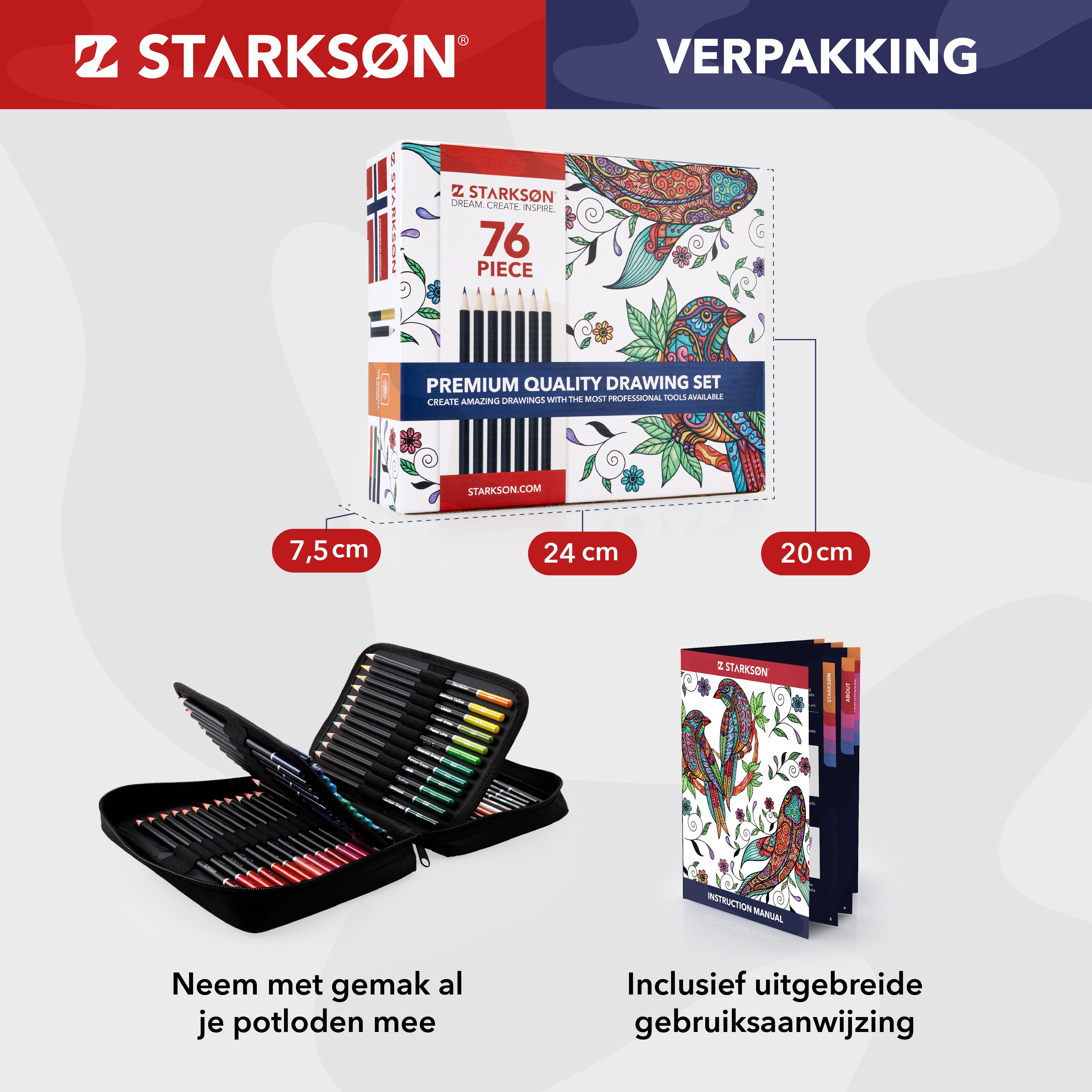 76-Delige Kleurpotloden Tekenset