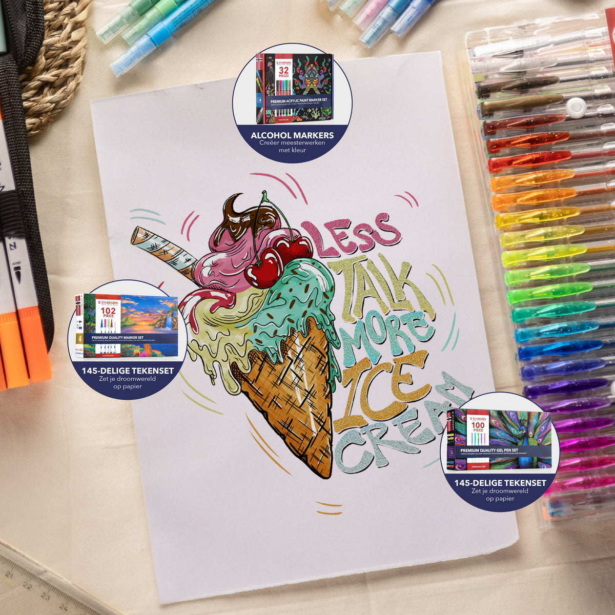 Alles-in-1 Handlettering Starterkit - Brushmarkers, Acryl en Gelpennen